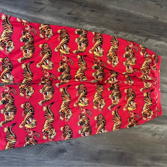 Dressed in Lala Red Tiger Print Satin PANTS ONLY large - Picture 11 of 12